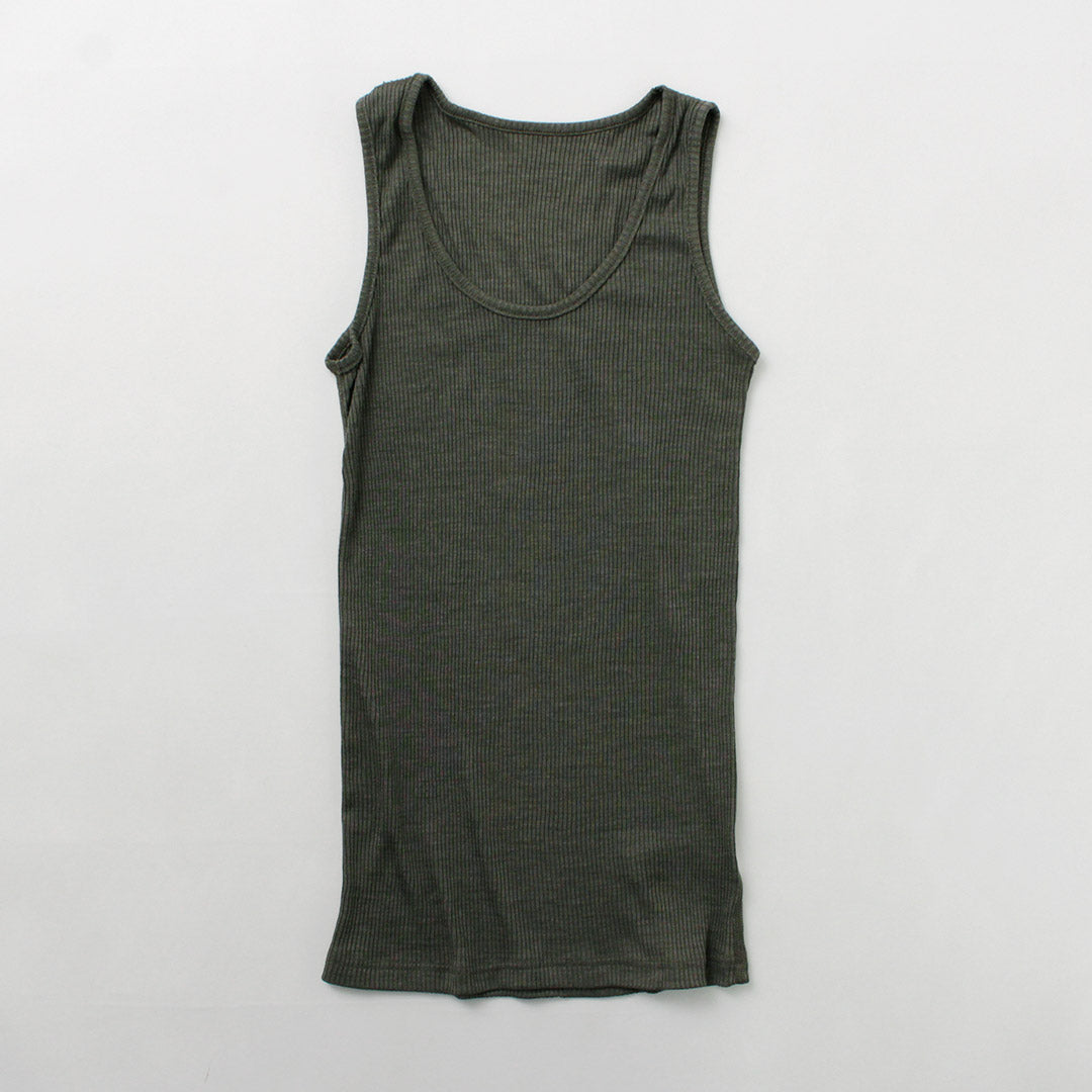 JOHA（ヨハ） Kate ウールシルク タンクトップ Undershirt / レディース インナー 肌着 絹 Uネック 無地