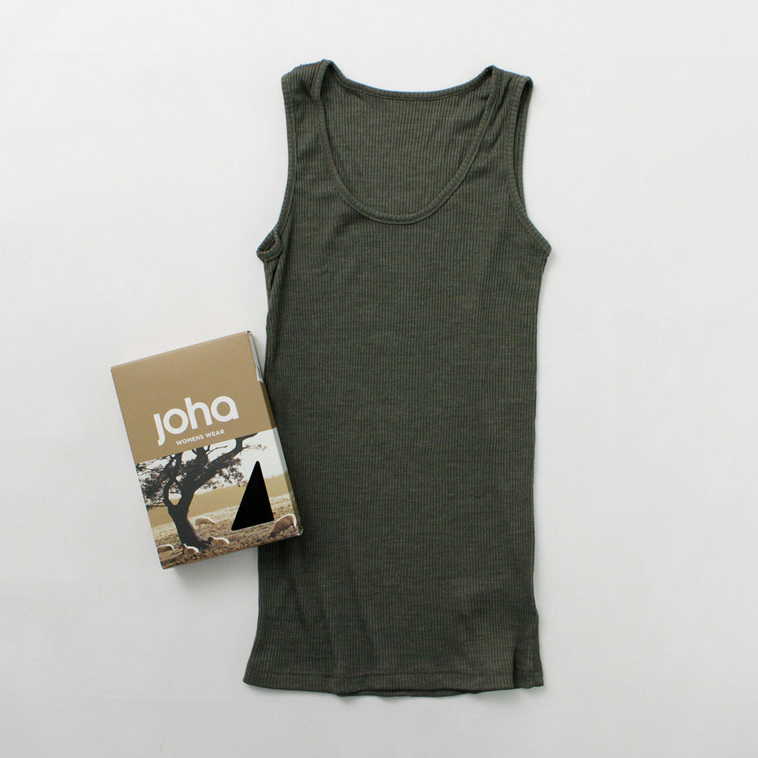 JOHA（ヨハ） Kate ウールシルク タンクトップ Undershirt / レディース インナー 肌着 絹 Uネック 無地