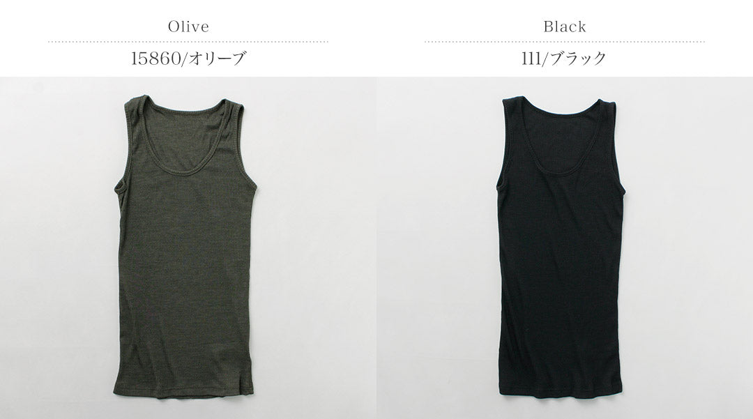 JOHA（ヨハ） Kate ウールシルク タンクトップ Undershirt / レディース インナー 肌着 絹 Uネック 無地