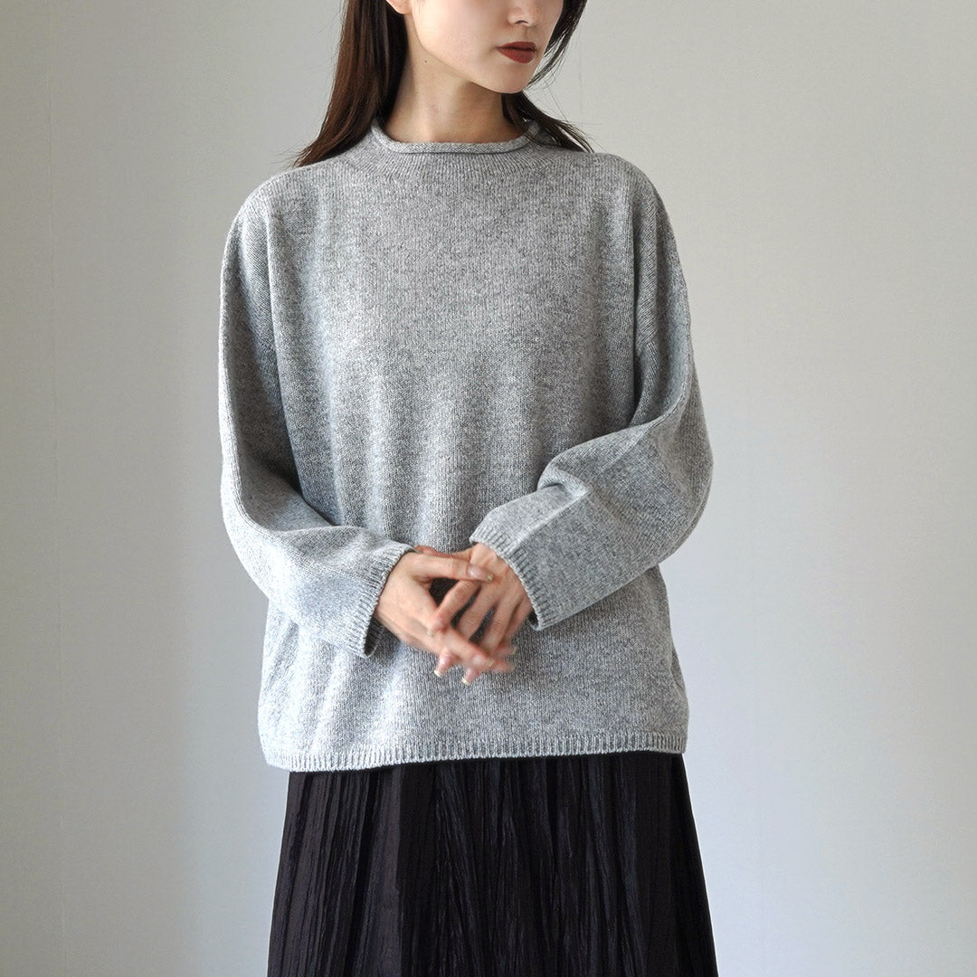 MAO MADE（マオメイド）JAPAN KNIT エアヤーン コットン モックネック プルオーバー