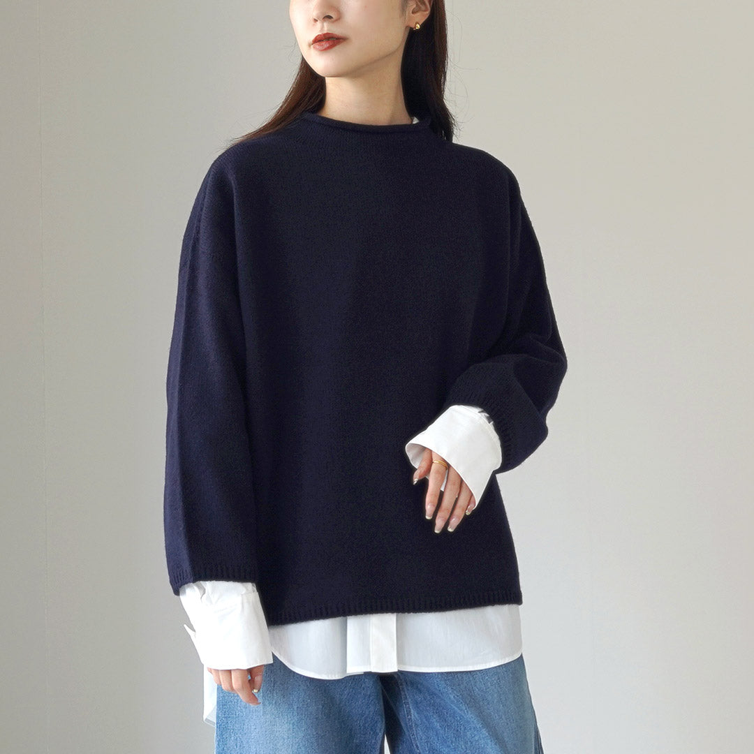 MAO MADE（マオメイド）JAPAN KNIT エアヤーン コットン モックネック プルオーバー