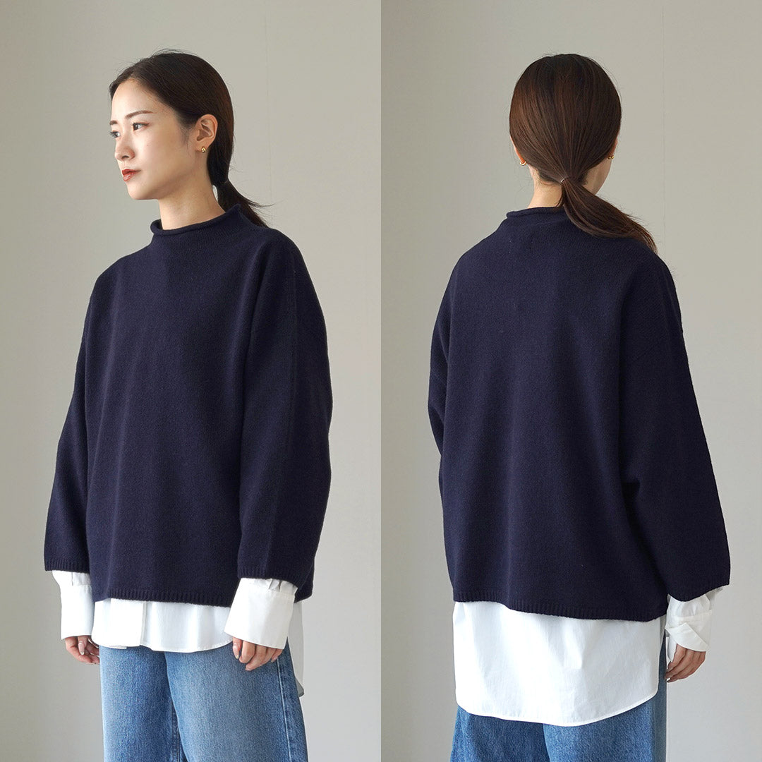 MAO MADE（マオメイド）JAPAN KNIT エアヤーン コットン モックネック プルオーバー