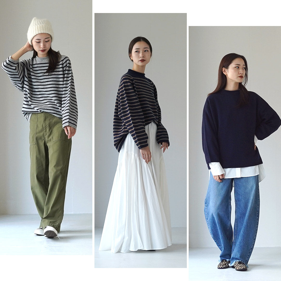 MAO MADE（マオメイド）JAPAN KNIT エアヤーン コットン モックネック プルオーバー