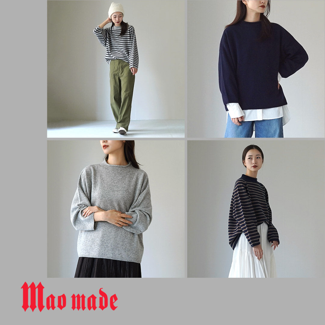 MAO MADE（マオメイド）JAPAN KNIT エアヤーン コットン モックネック プルオーバー