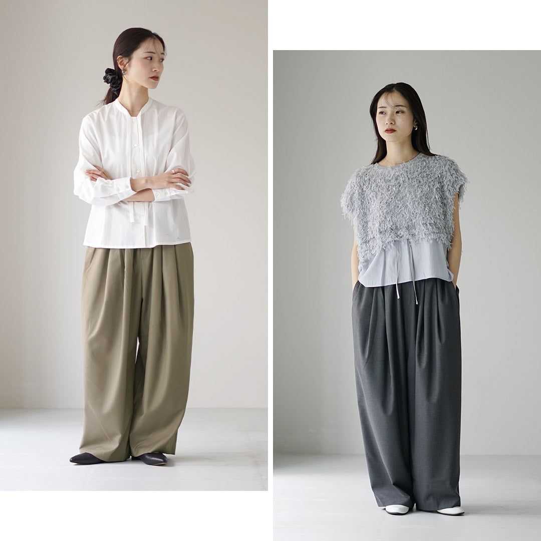 mizuiro ind（ミズイロインド） ワイド タック パンツ 日本製
