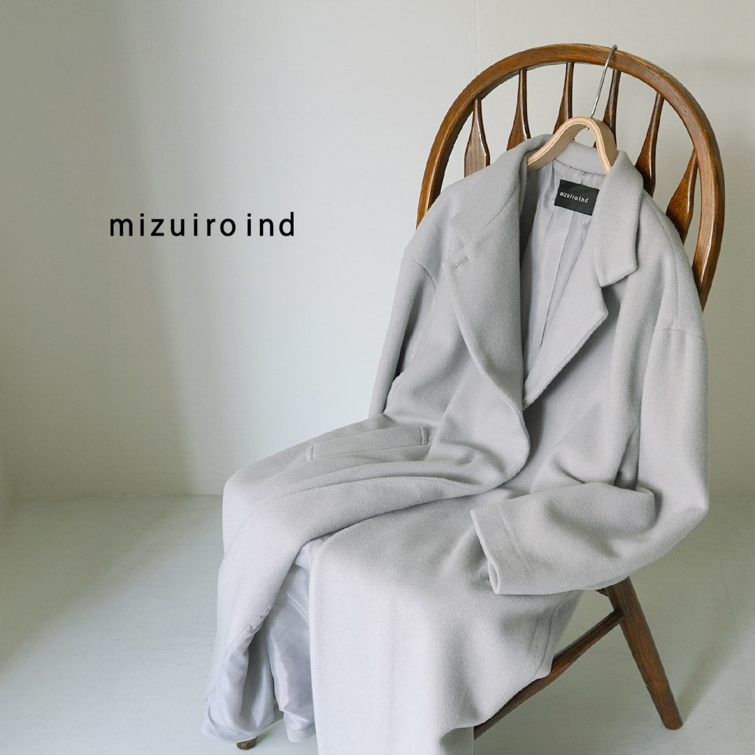 mizuiro ind（ミズイロインド） ウールブレンド スタンドカラー コート