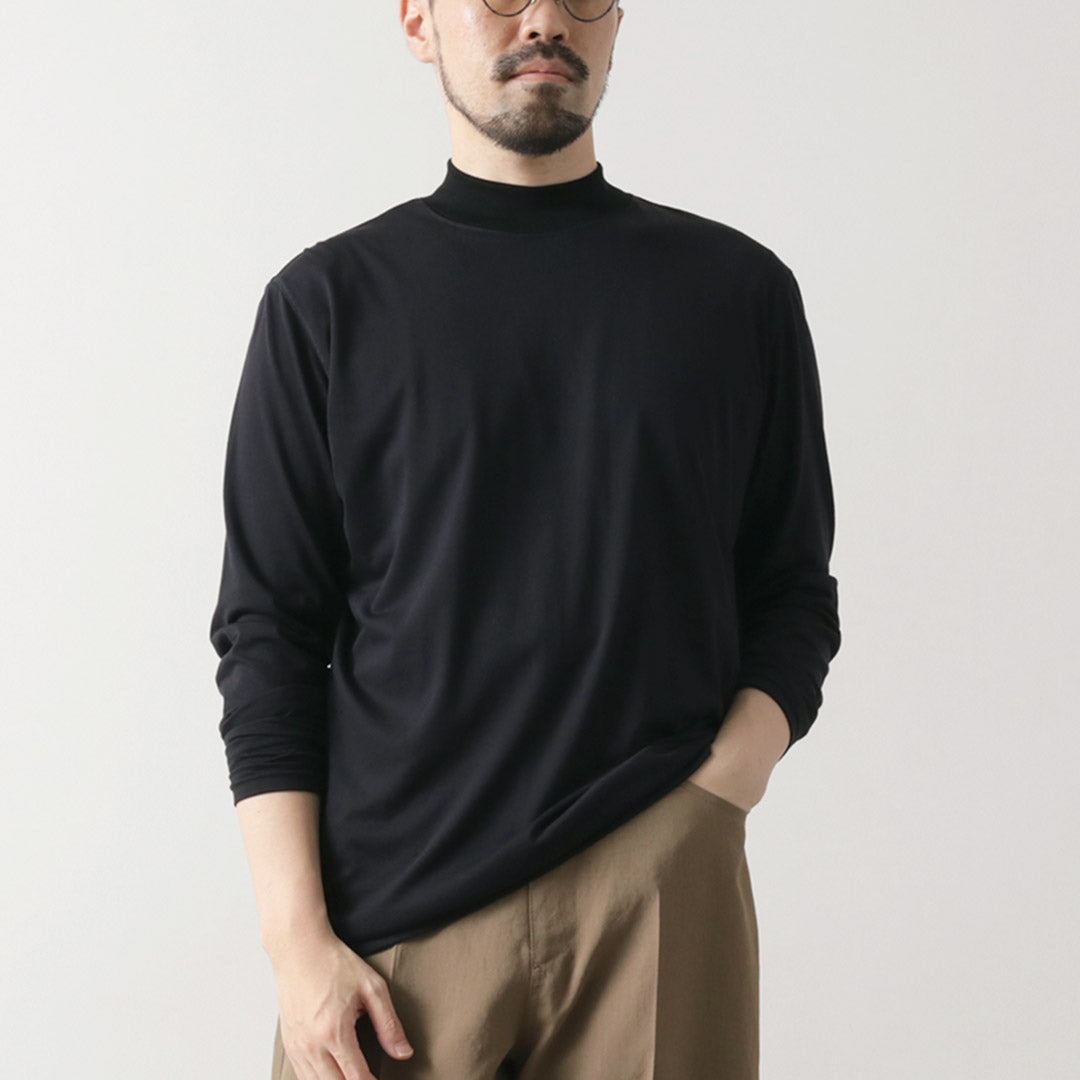 FYNELYNE ENGINEERED BY LIFILL コットニー ロングスリーブ モックネックTシャツ / メンズ トップス カットソー 長袖 インナー スーピマコットン 無地 COTTONY LONG SLEEVE MOCK NECK