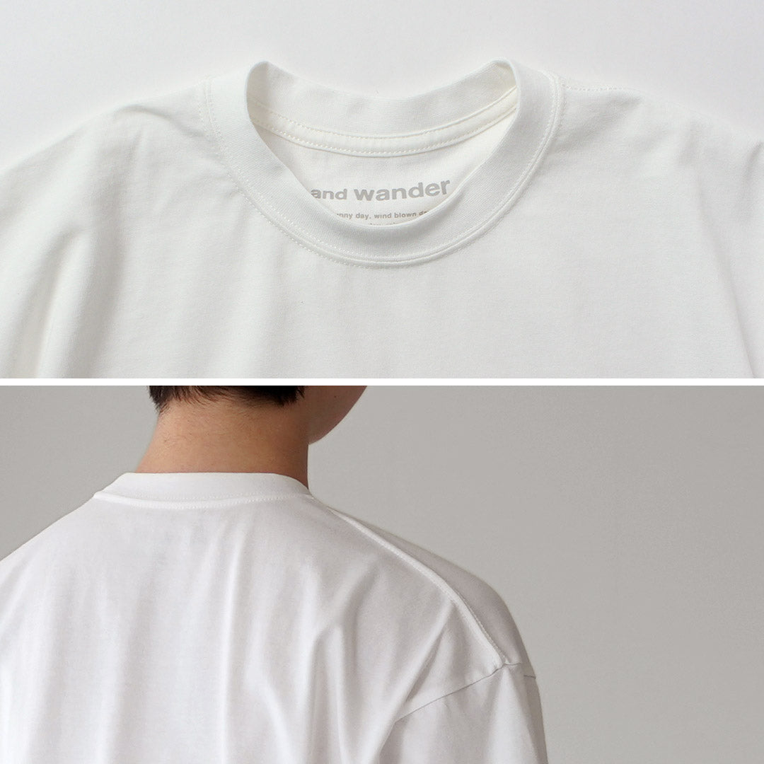 AND WANDER（アンドワンダー） ビッグ ロゴショートスリーブ Tシャツ レディース