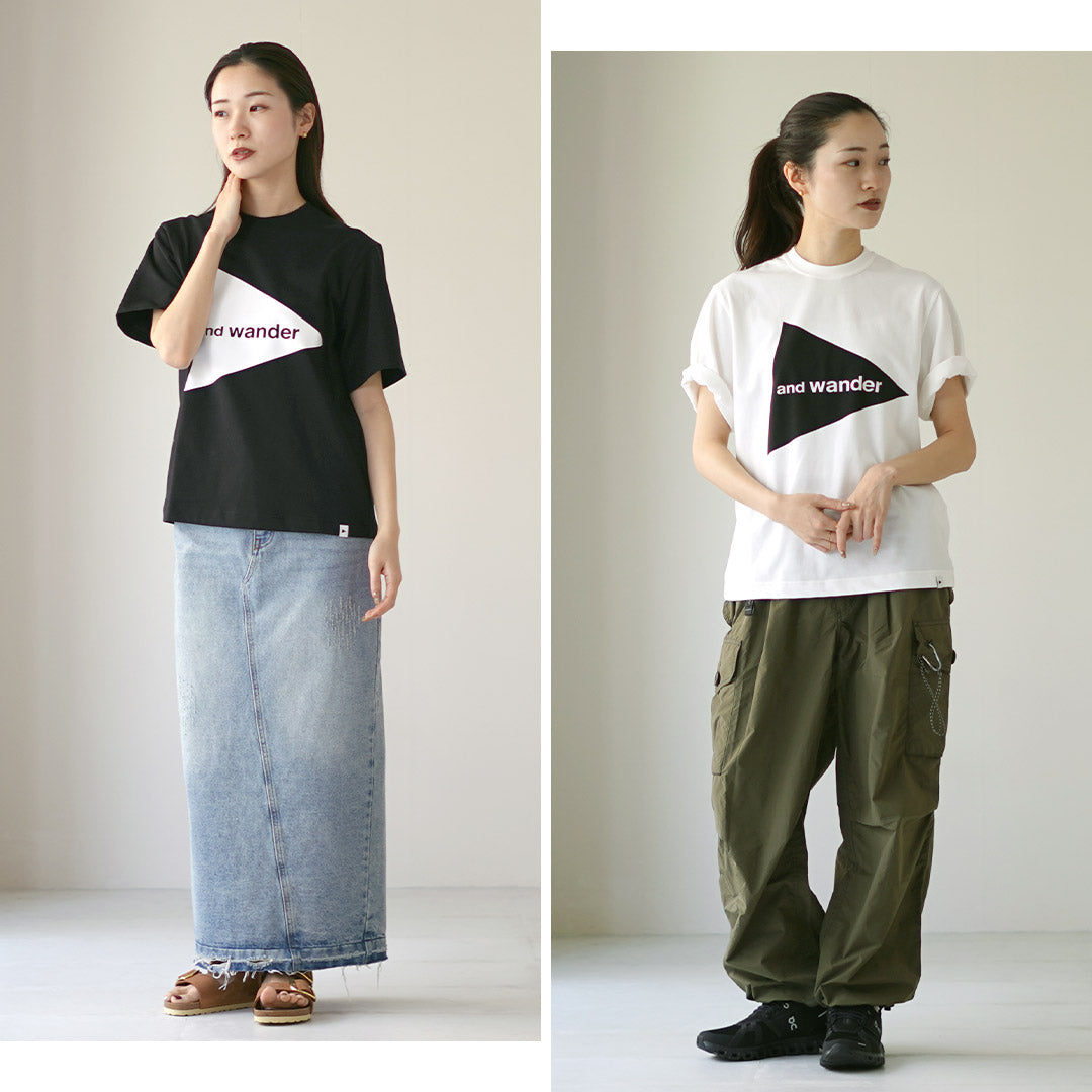 AND WANDER（アンドワンダー） ビッグ ロゴショートスリーブ TEE W T