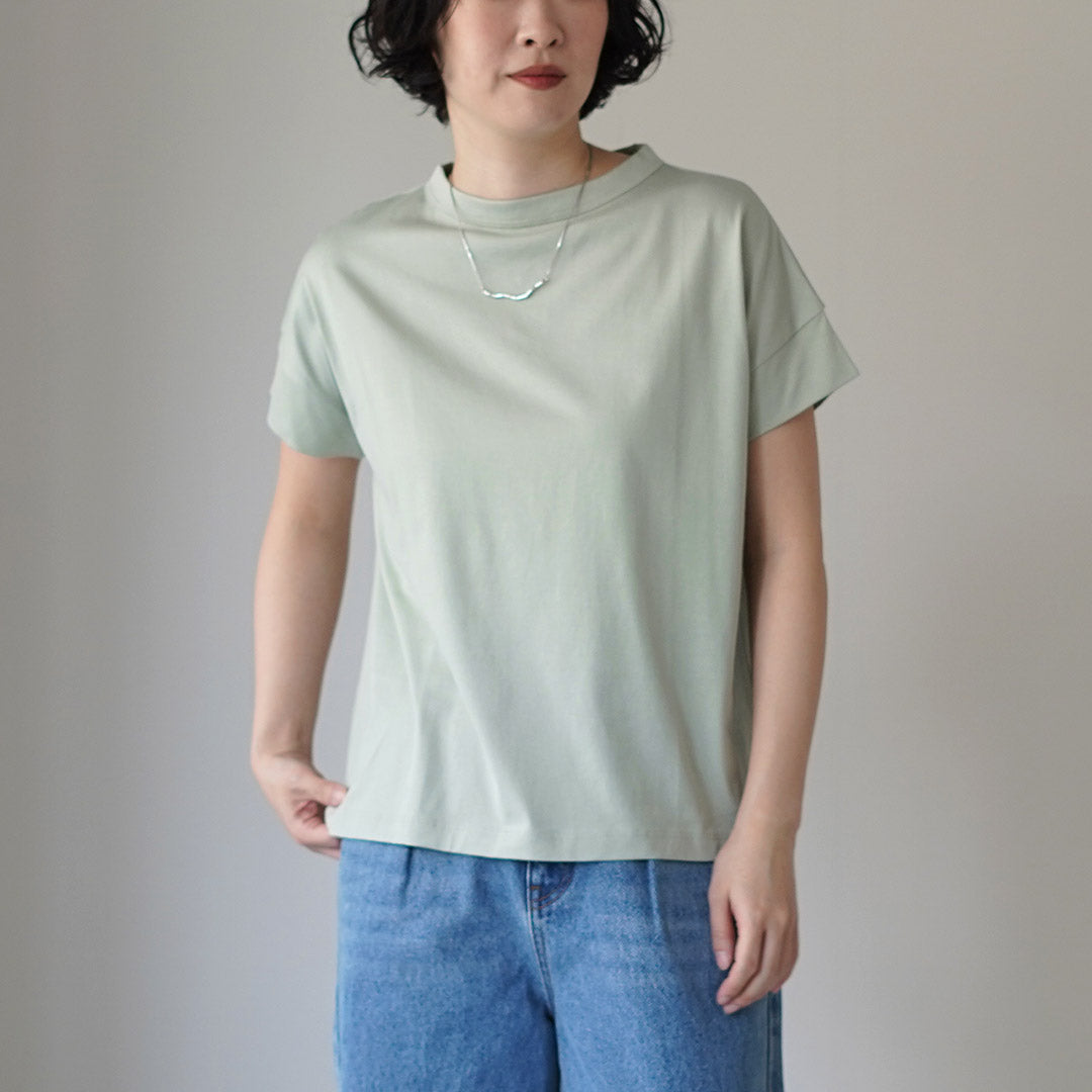 handvaerk  ボトルネック ハーブスリーブTシャツ handvaerk（ハンドバーク） 60/2 ボトルネック ショートスリーブT