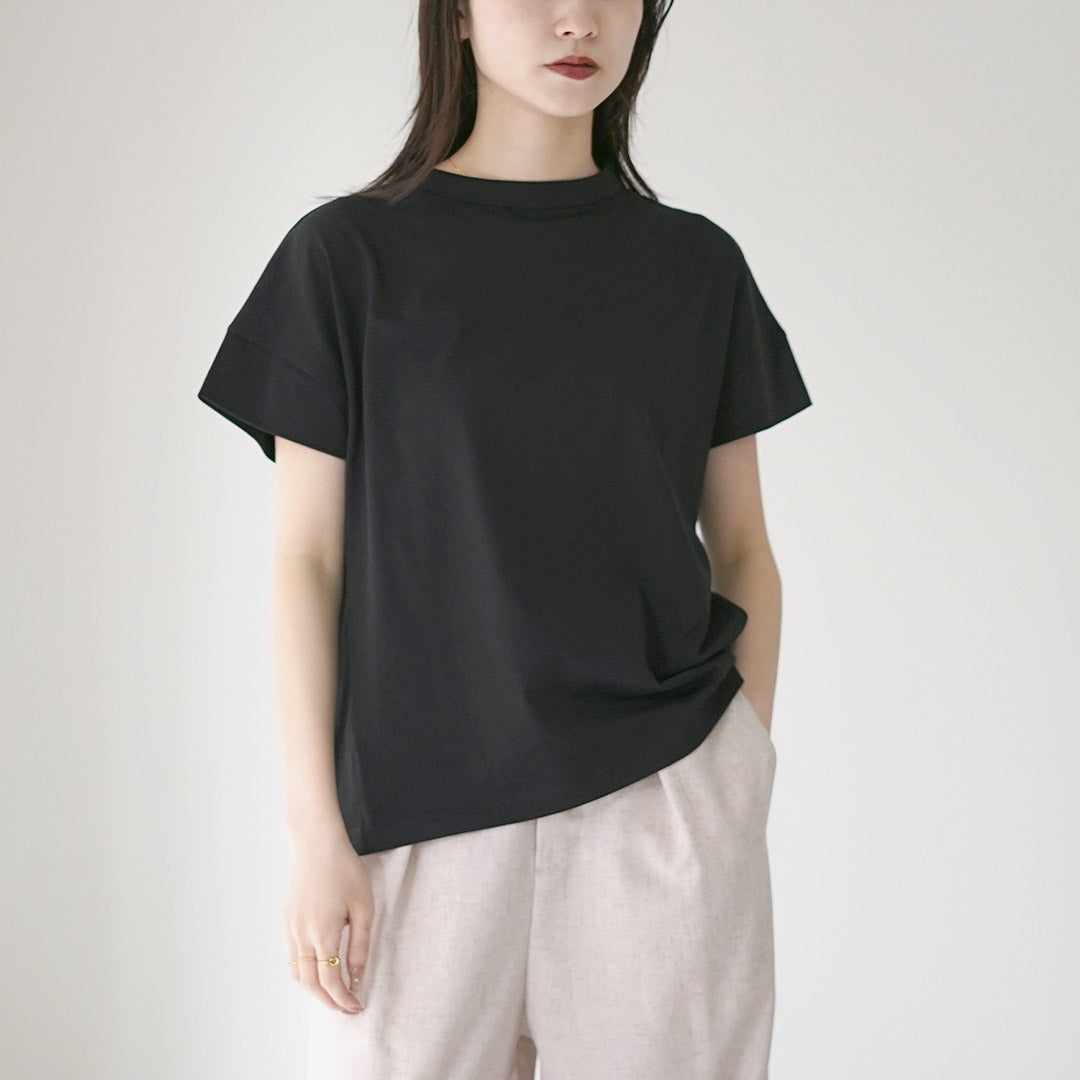 handvaerk  ボトルネック ハーブスリーブTシャツ handvaerk（ハンドバーク） 60/2 ボトルネック ショートスリーブT