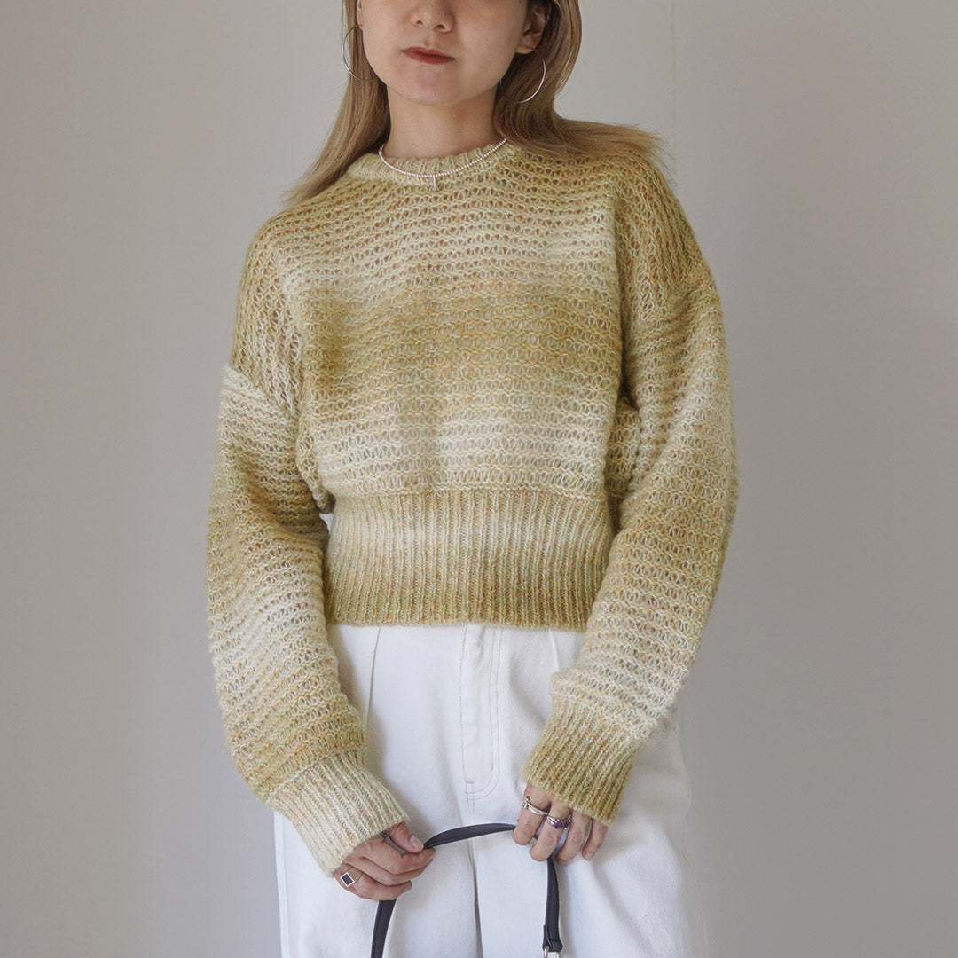 RYETENDER（ライテンダー） MARION SWEATER マリオンセーター / レディース トップス ニット モヘヤ モヘア ボーダー ハイウエスト クロップド 透かし編み