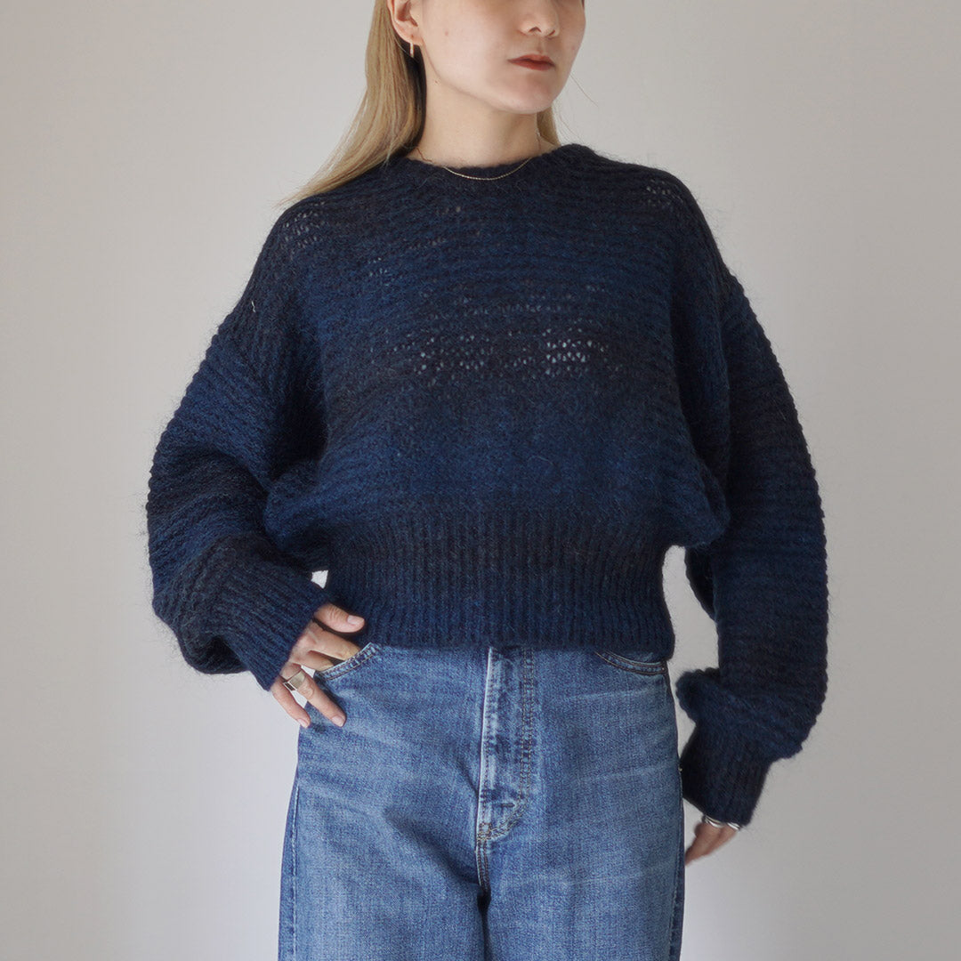 RYETENDER（ライテンダー） MARION SWEATER マリオンセーター / レディース トップス ニット モヘヤ モヘア ボーダー ハイウエスト クロップド 透かし編み