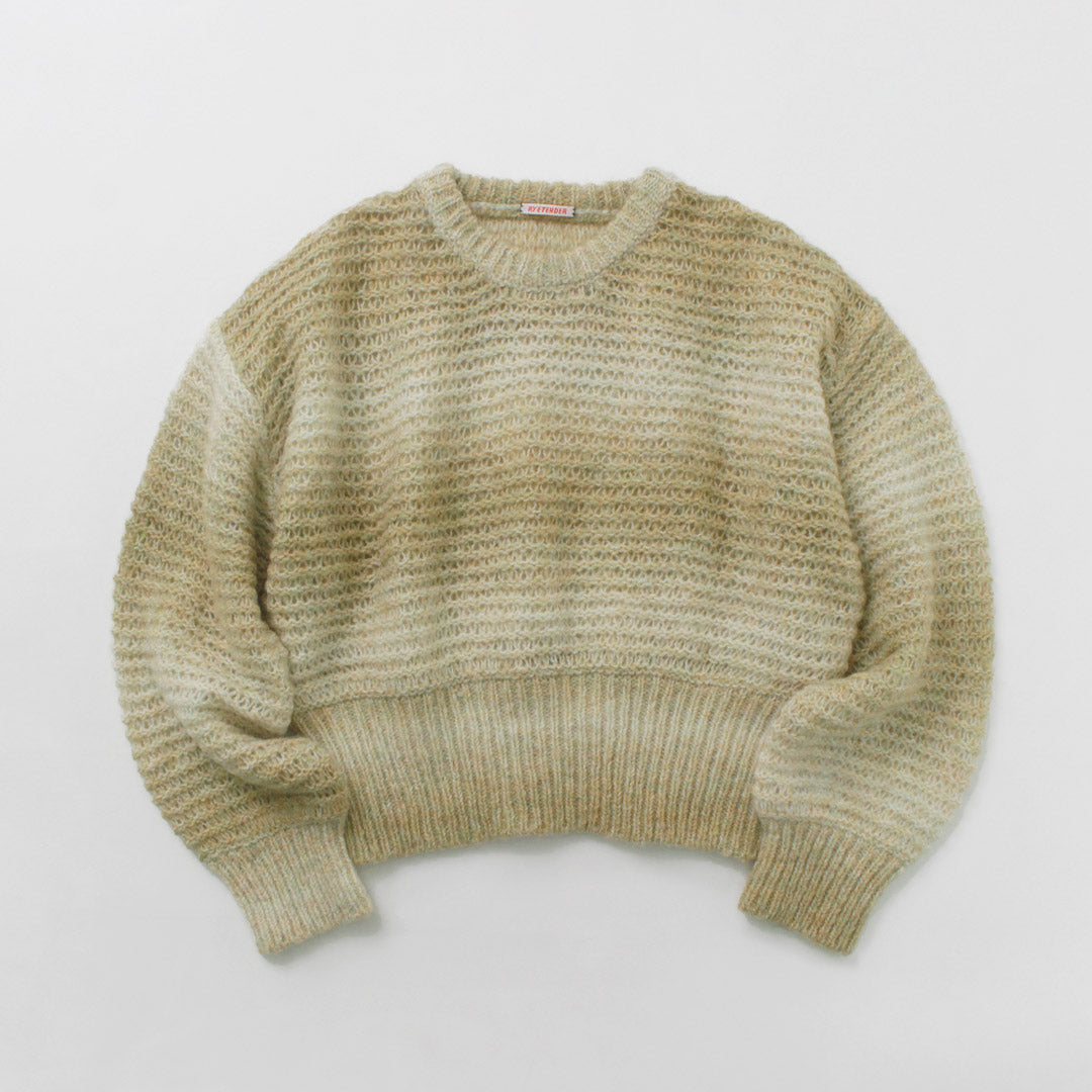 RYETENDER（ライテンダー） MARION SWEATER マリオンセーター / レディース トップス ニット モヘヤ モヘア ボーダー ハイウエスト クロップド 透かし編み