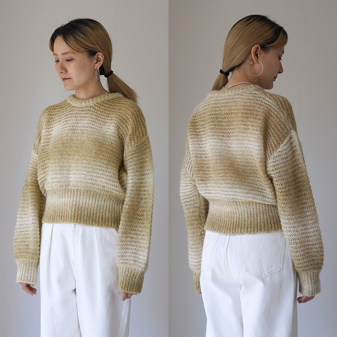 RYETENDER（ライテンダー） MARION SWEATER マリオンセーター / レディース トップス ニット モヘヤ モヘア ボーダー ハイウエスト クロップド 透かし編み