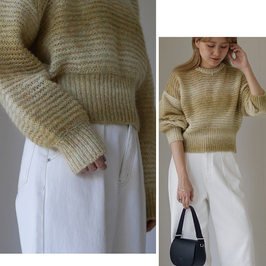 RYETENDER（ライテンダー） MARION SWEATER マリオンセーター / レディース トップス ニット モヘヤ モヘア ボーダー ハイウエスト クロップド 透かし編み