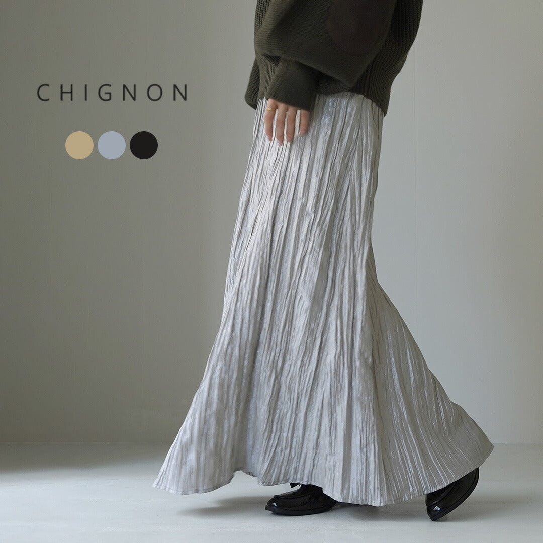 CHIGNON（シニヨン） シャイニー ワッシャースカート / ロングスカート フレア ウエストゴム ポケット付き｜ROCOCO ONLINE  STORE