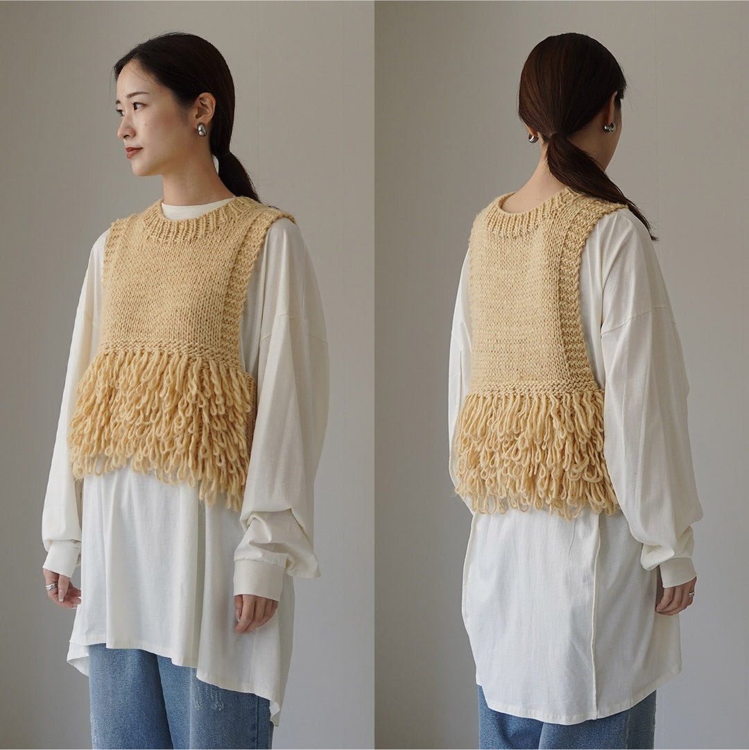 【予約販売：11月下旬発送予定】YENN（イェン） ループ ハンドニット ベスト / レディース 秋 レイヤード LOOP HAND KNIT VEST