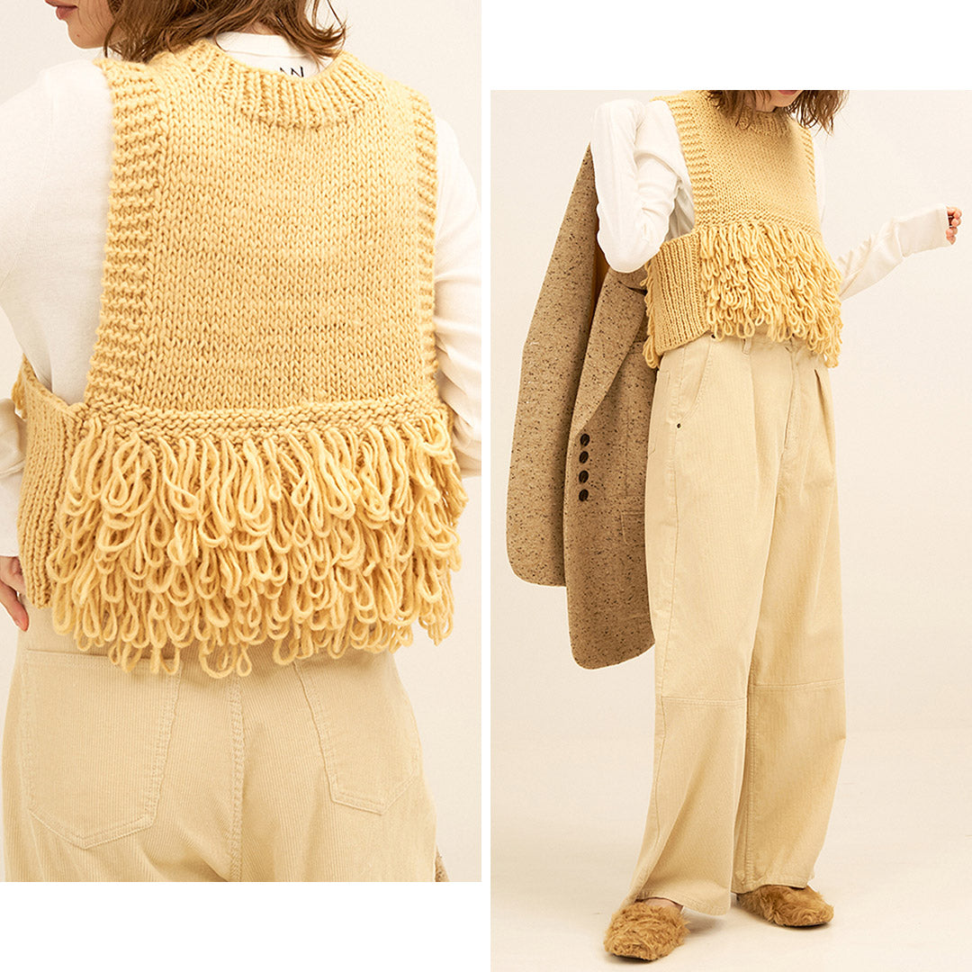 【予約販売：11月下旬発送予定】YENN（イェン） ループ ハンドニット ベスト / レディース 秋 レイヤード LOOP HAND KNIT VEST