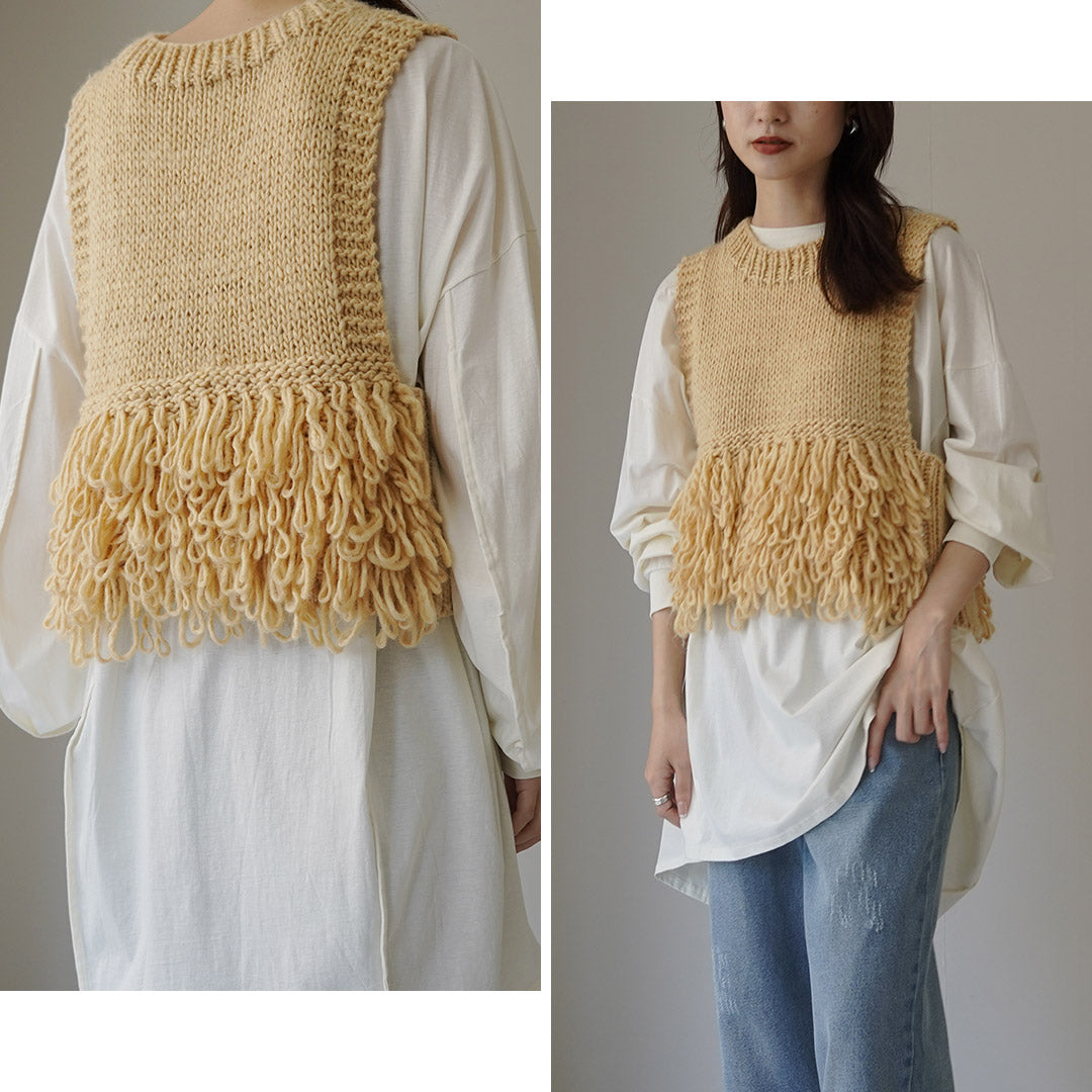 【予約販売：11月下旬発送予定】YENN（イェン） ループ ハンドニット ベスト / レディース 秋 レイヤード LOOP HAND KNIT VEST