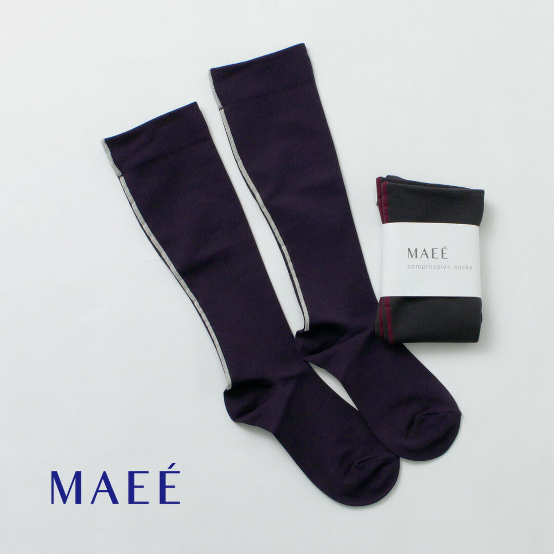 MAEE（マエエ） コンプレッションソックス ライン / 着圧ソックス 医療用 日中用 ひざ下 太もも 日本製 レディース