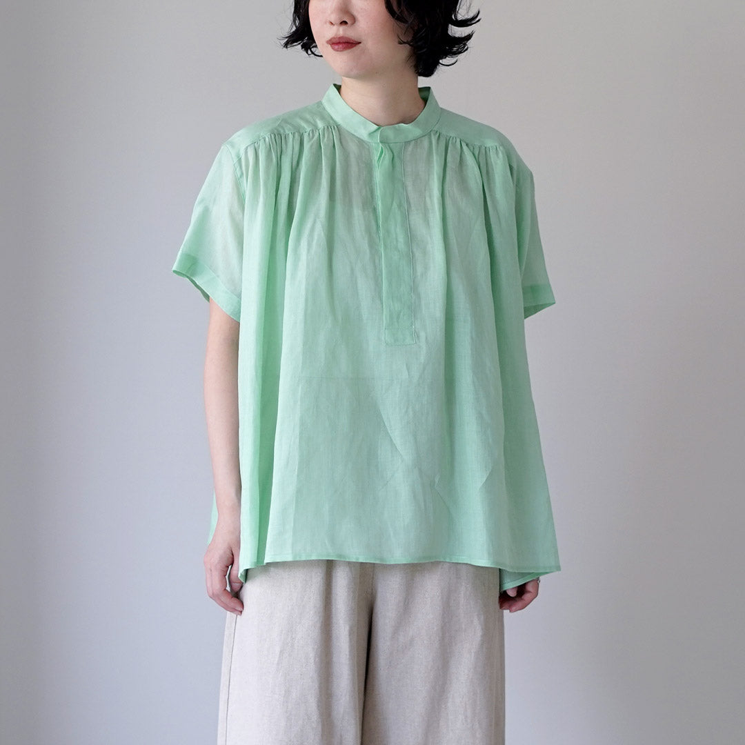 LE  GLAZIK  ラミー  ブラウス LE GLAZIK（ルグラジック） ラミー ギャザーショートシャツ