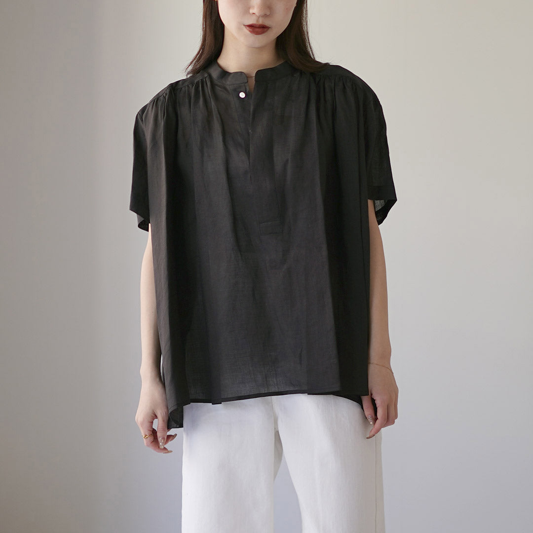 LE  GLAZIK  ラミー  ブラウス LE GLAZIK | ラミー スタンドカラープルオーバーシャツ WOMEN