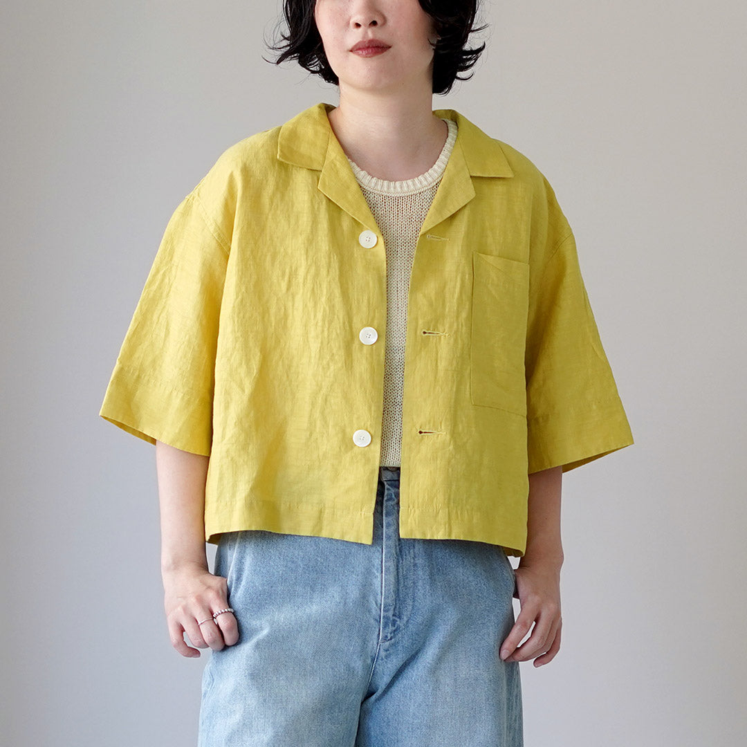 LE GLAZIK（ル グラジック） リネンレーヨン オープンカラー シャツ