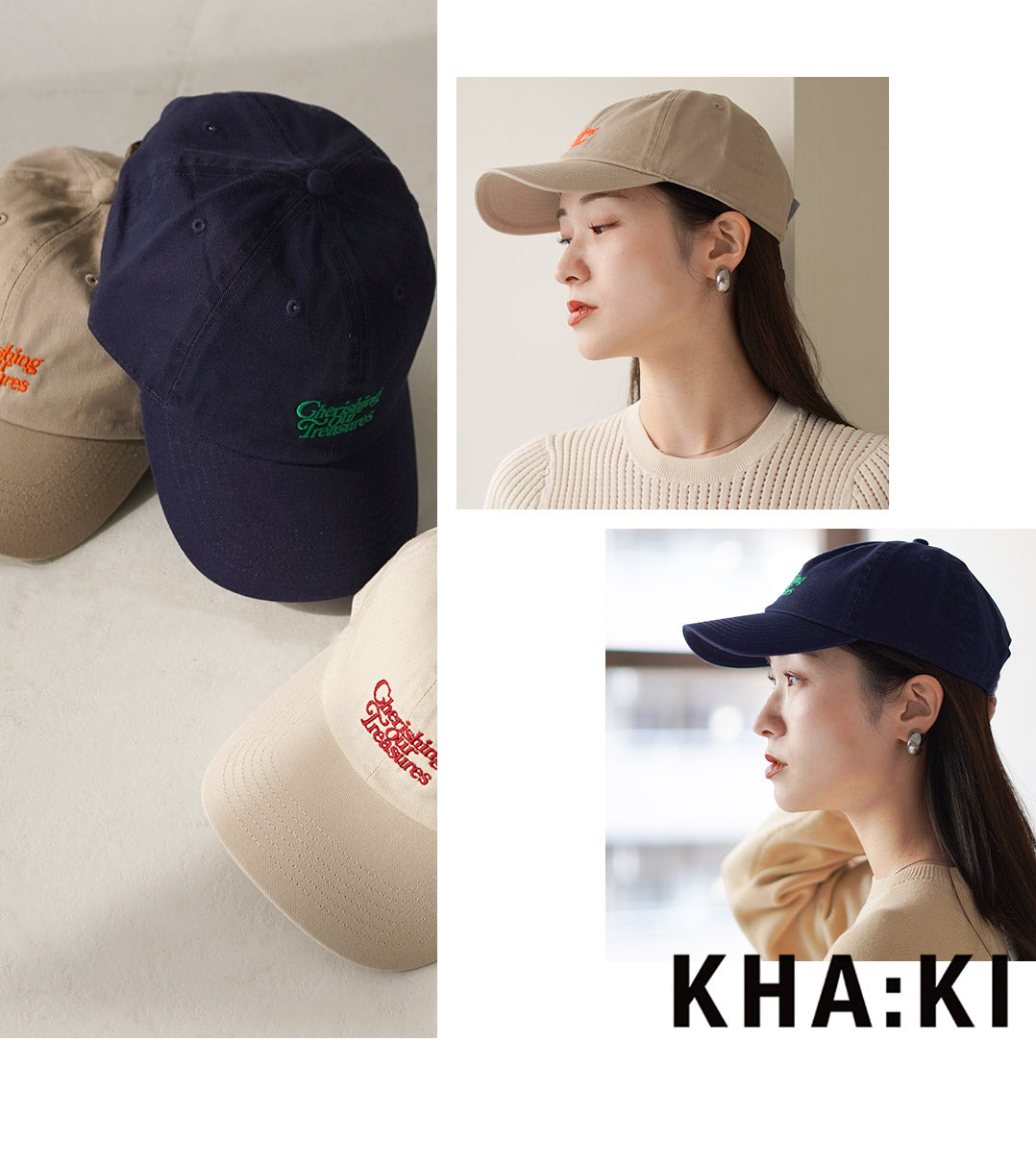 アミ エンブロイダリー キャップ カーキCAP KHA:KI（カーキ） エンブロイダリー キャップ / 帽子 レディース