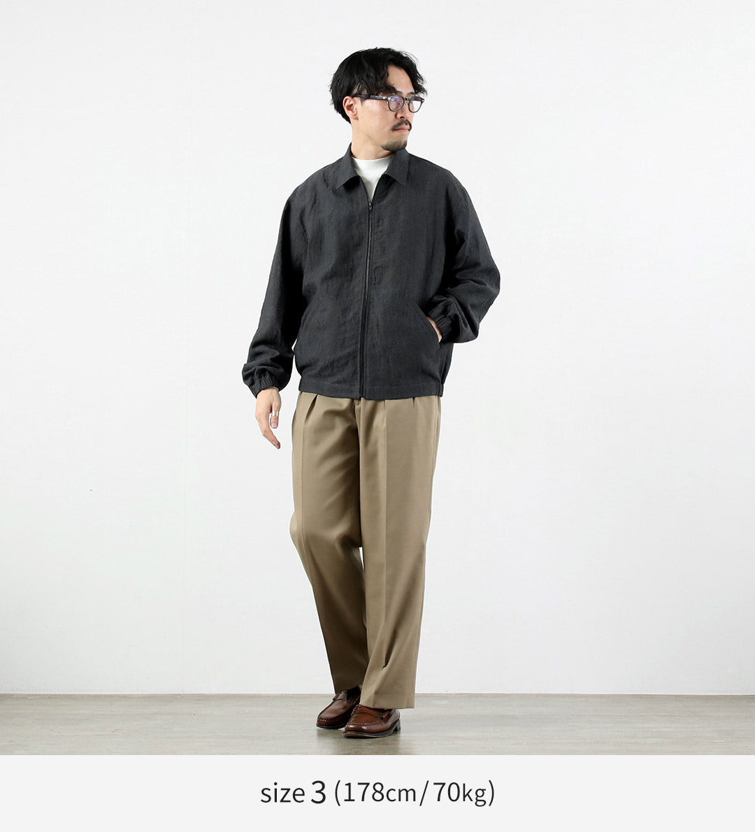 FUJITO（フジト） リネン/ウール トロピカル ジップブルゾン