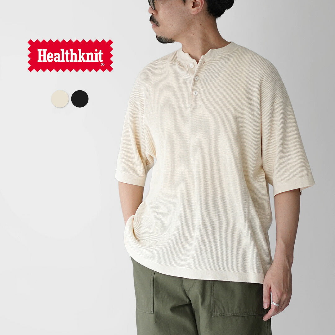 HEALTHKNIT（ヘルスニット） ヘンリーネック ショートスリーブ ニット