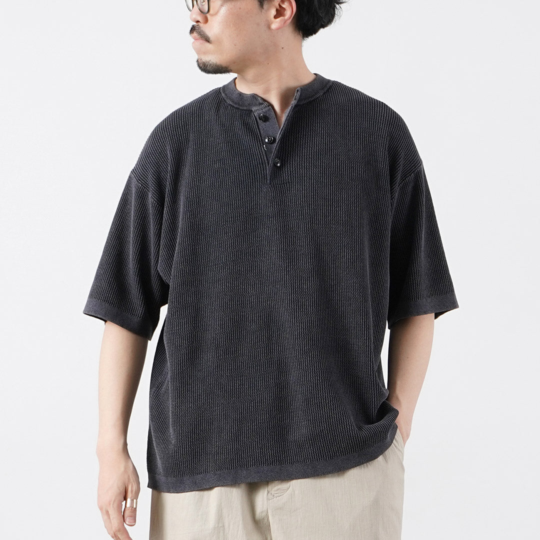 HEALTHKNIT（ヘルスニット） ヘンリーネック ショートスリーブ ニット