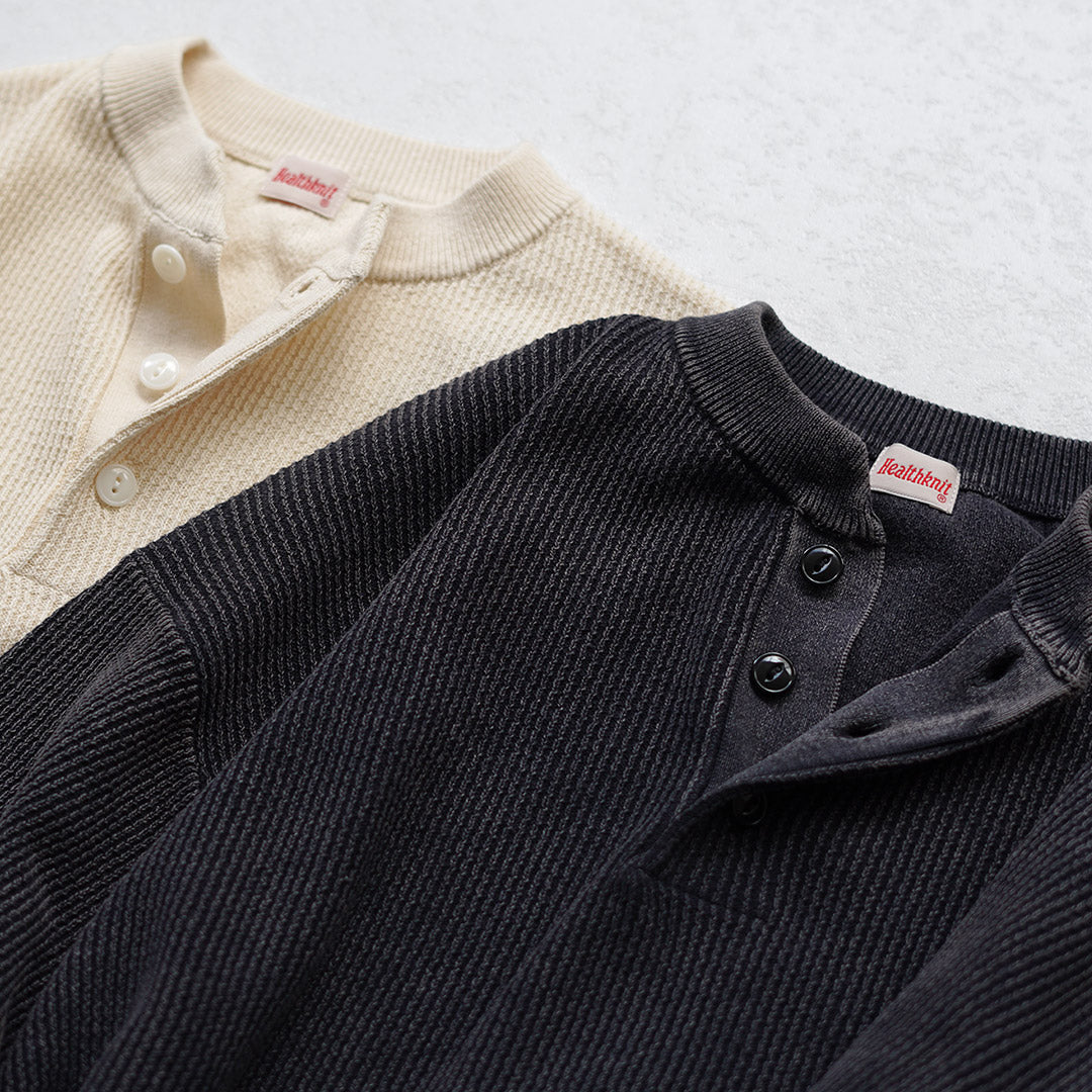 HEALTHKNIT（ヘルスニット） ヘンリーネック ショートスリーブ ニット