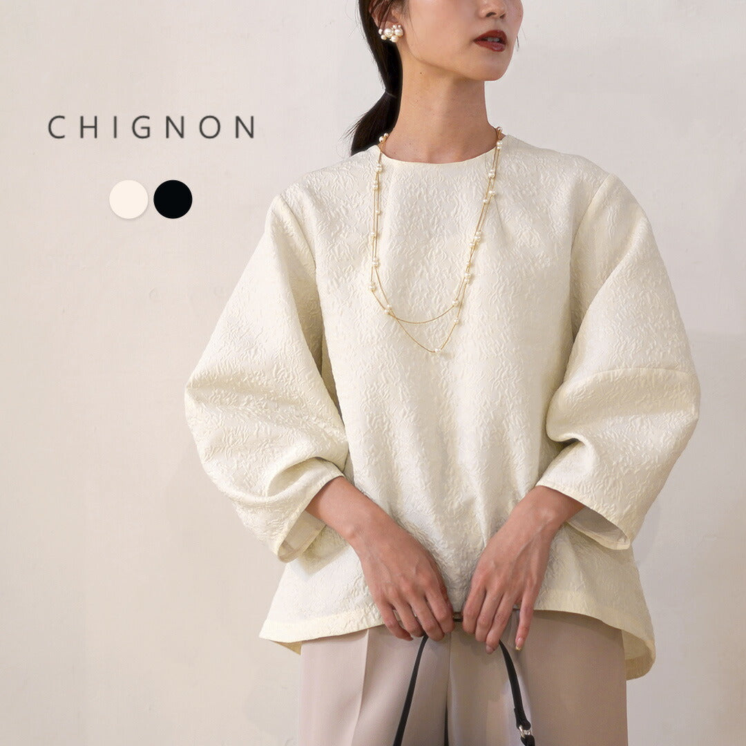 【予約販売：12月中旬発送予定】CHIGNON（シニヨン） ジャガード TBL / レディース トップス ブラウス シャツ フォーマル オケージョン セレモニー きれいめ 長袖