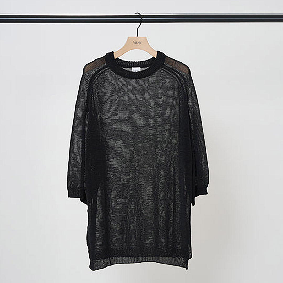 YENN（イェン） シアー リネン ニットTEE / サマーニット 五分袖