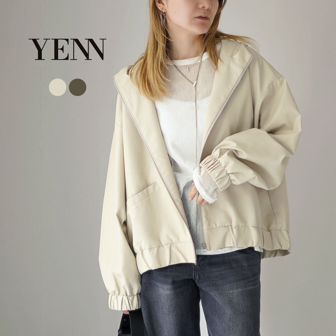 YENN（イェン） フェイクレザー フードジャケット / レディース