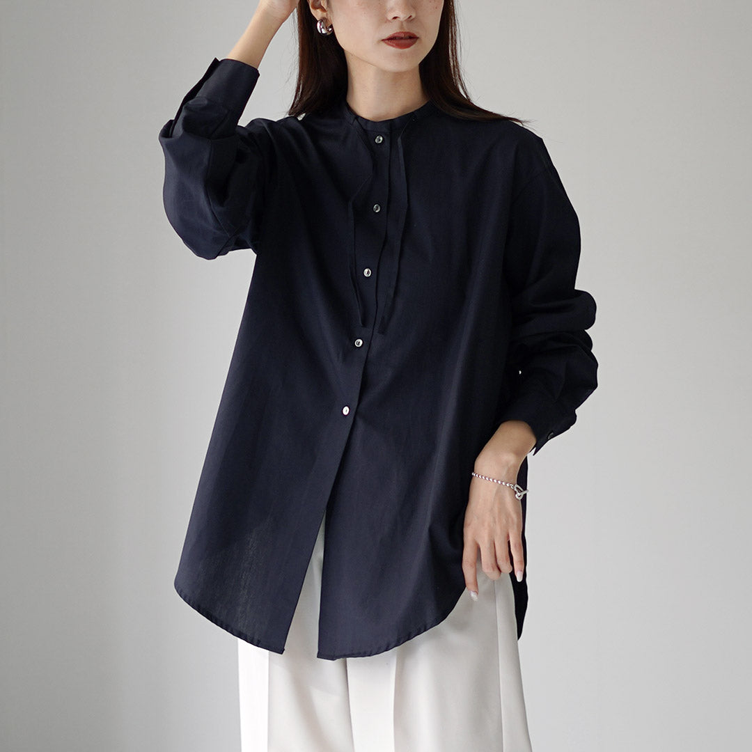 美品　ミズイロインド　千鳥格子 リボンブラウス ゆったり シャツ 長袖 mizuiro ind（ミズイロインド） リボン タイ シャツチュニック