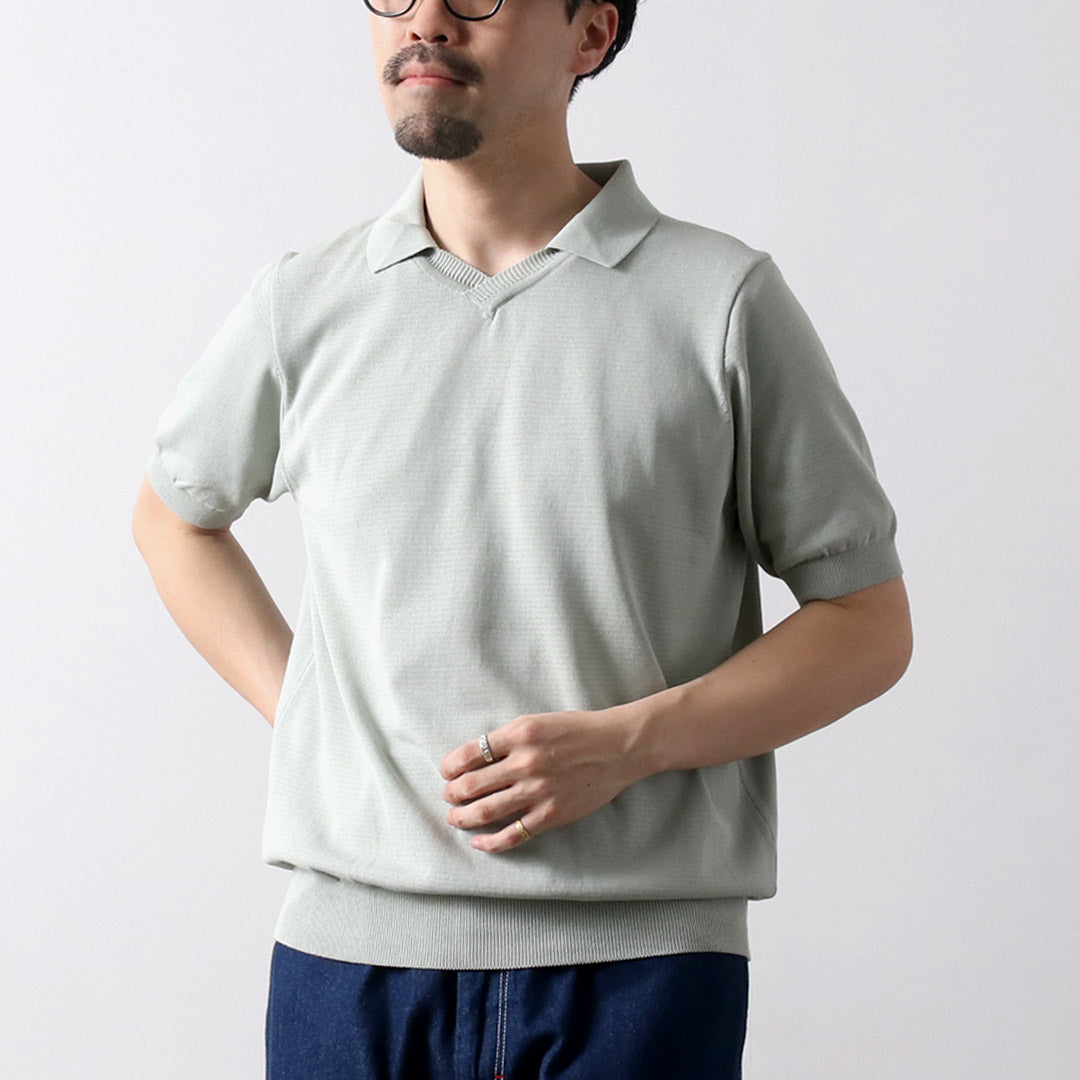 RINASCENTE（リナシェンテ） ハイブリッド ニット スキッパーポロ 日本製