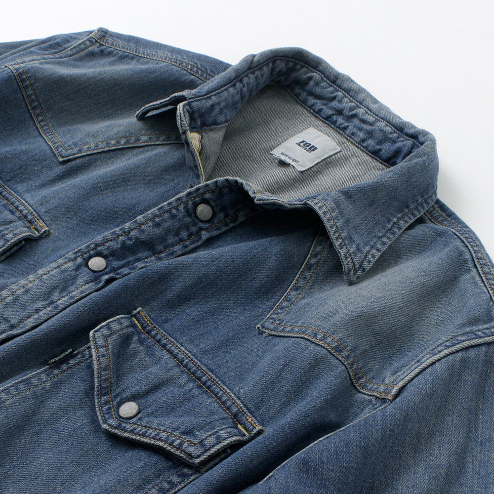 FOB FACTORY（FOBファクトリー） F3506 デニム ウエスタンシャツ / メンズ 長袖 ユーズド加工 日本製 DENIM ...