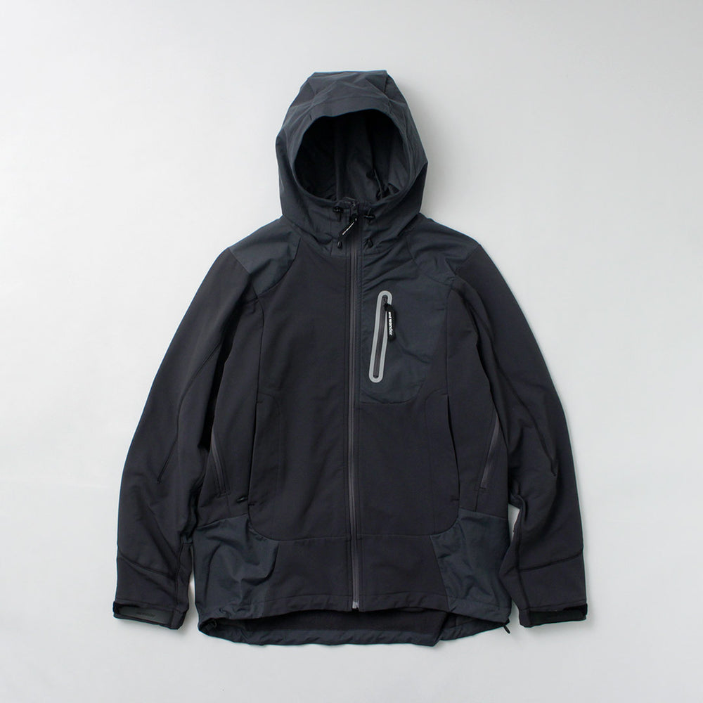 AND WANDER（アンドワンダー）ストレッチ シェルジャケット / アウター 防風 撥水 ベンチレーション 止水ジッパー ストレッチ 裏 ...