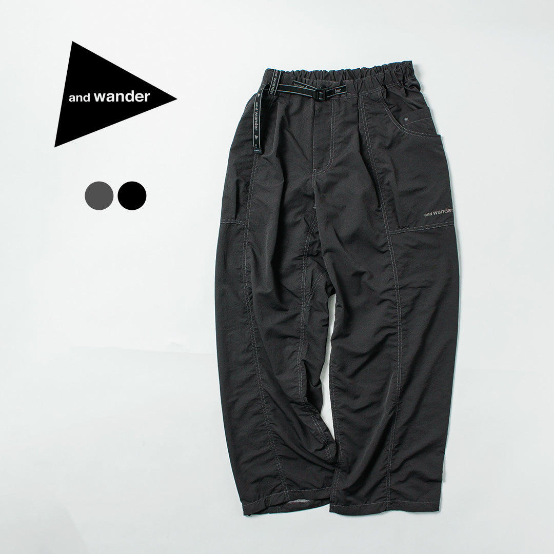 【30％OFF】AND WANDER（アンドワンダー） クリンクル ナイロン パンツ 2025年モデル
