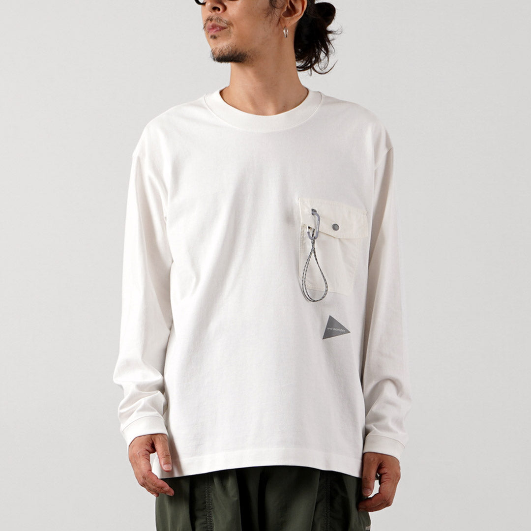 AND WANDER（アンドワンダー） ヘビーコットン ポケット ロングスリーブTシャツ