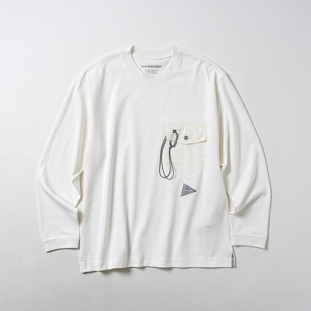 AND WANDER（アンドワンダー） ヘビーコットン ポケット ロングスリーブTシャツ