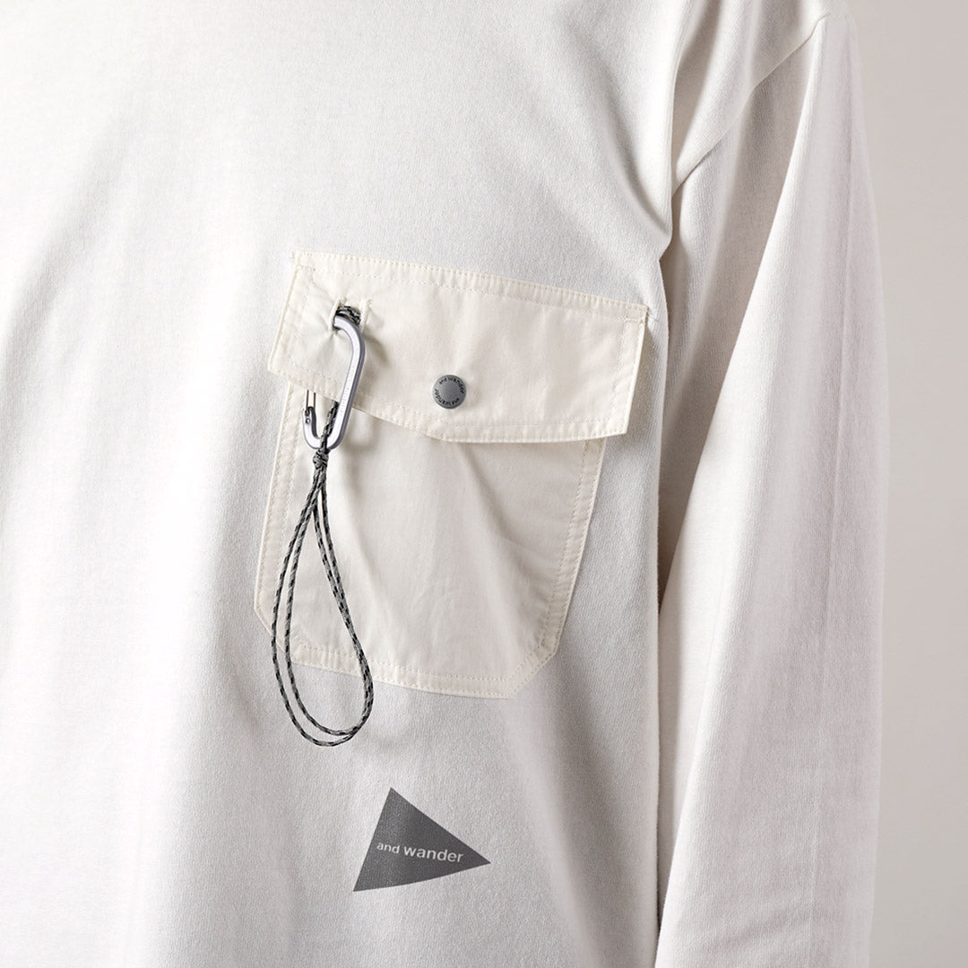AND WANDER（アンドワンダー） ヘビーコットン ポケット ロングスリーブTシャツ