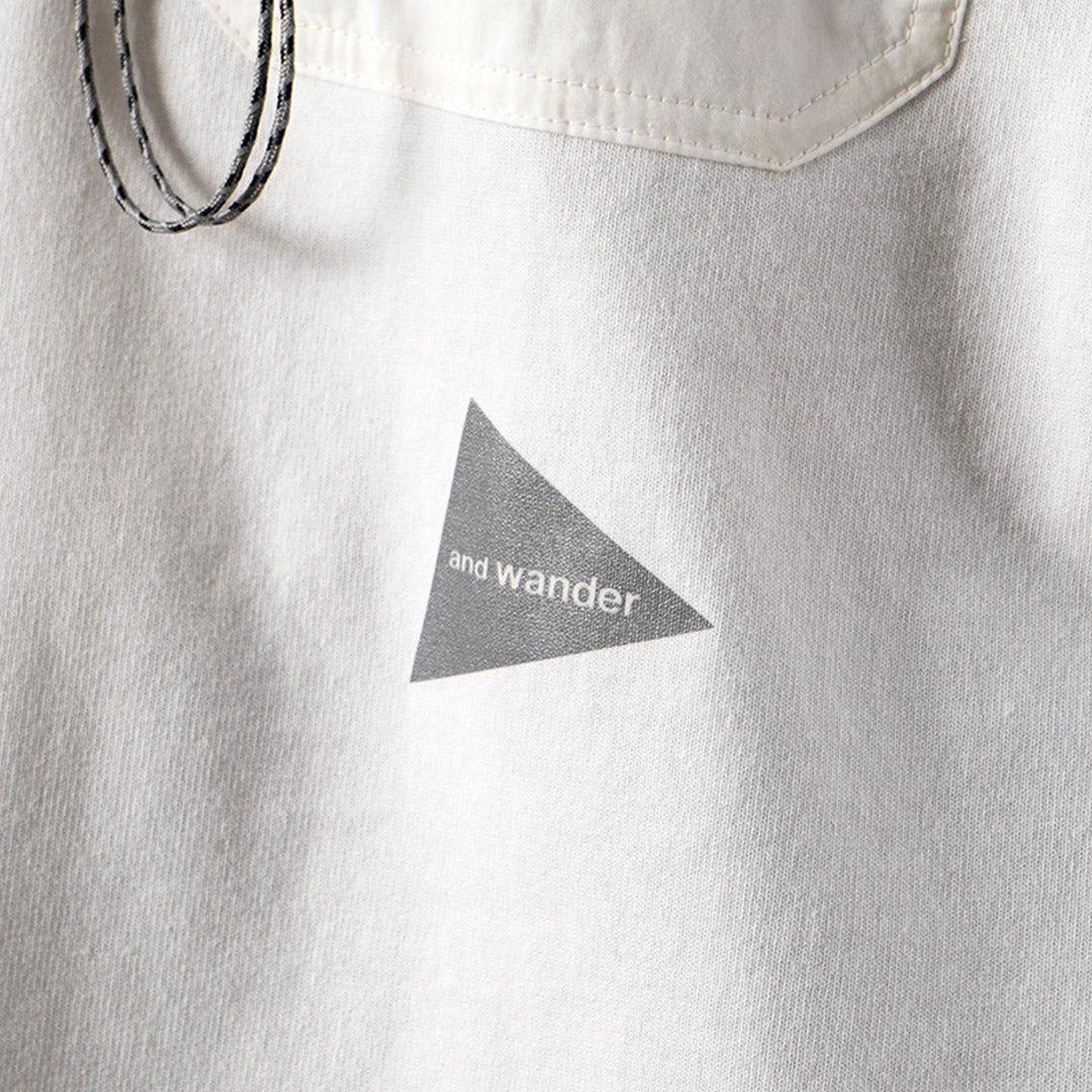 AND WANDER（アンドワンダー） ヘビーコットン ポケット ロングスリーブTシャツ