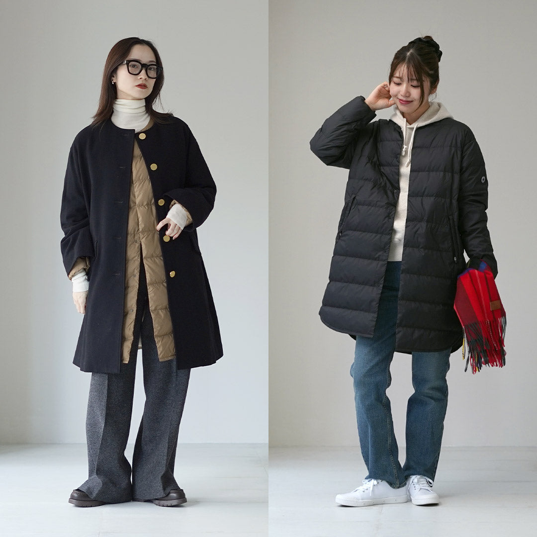 ORCIVAL ブラック ダウンコート ORCIVAL（オーシバル） ラウンドネック ロング ダウンコート