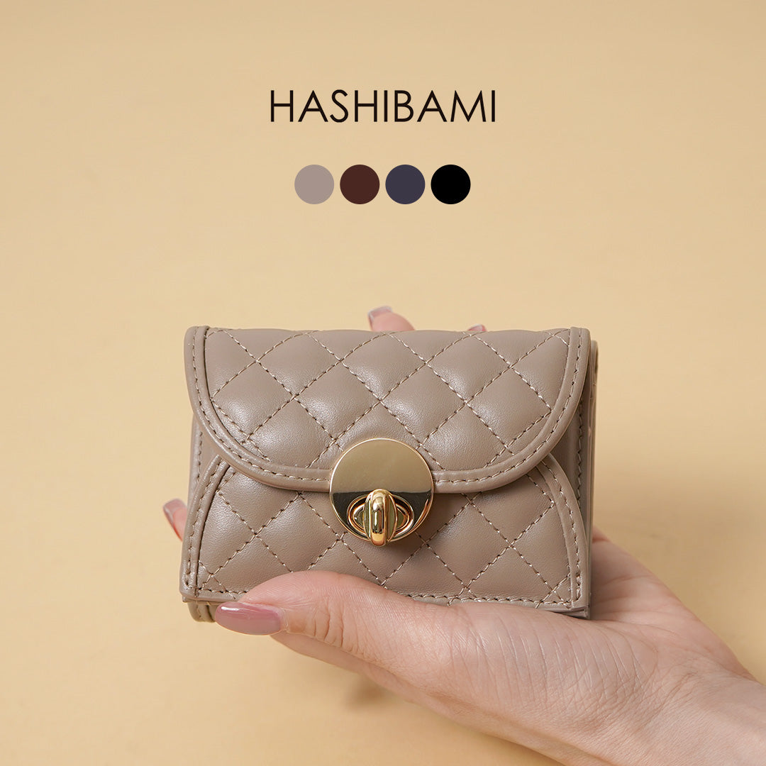 【動画あり】HASHIBAMI（ハシバミ） ニューラウンド キルティング ミニウォレット