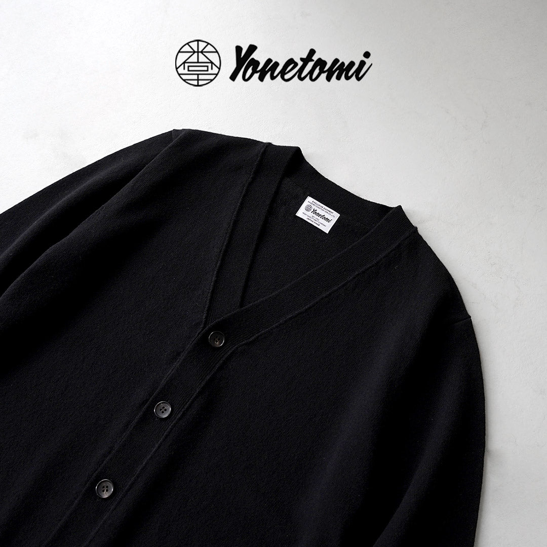 【美品】米富繊維Yonetomi ブラック Vネックカーディガン YONETOMI NEW BASIC（ヨネトミニューベーシック） リジッド カシミア