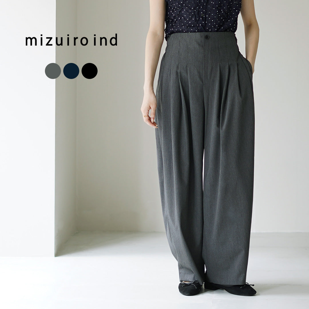 mizuiro ind（ミズイロインド） ハイウエスト タックパンツ