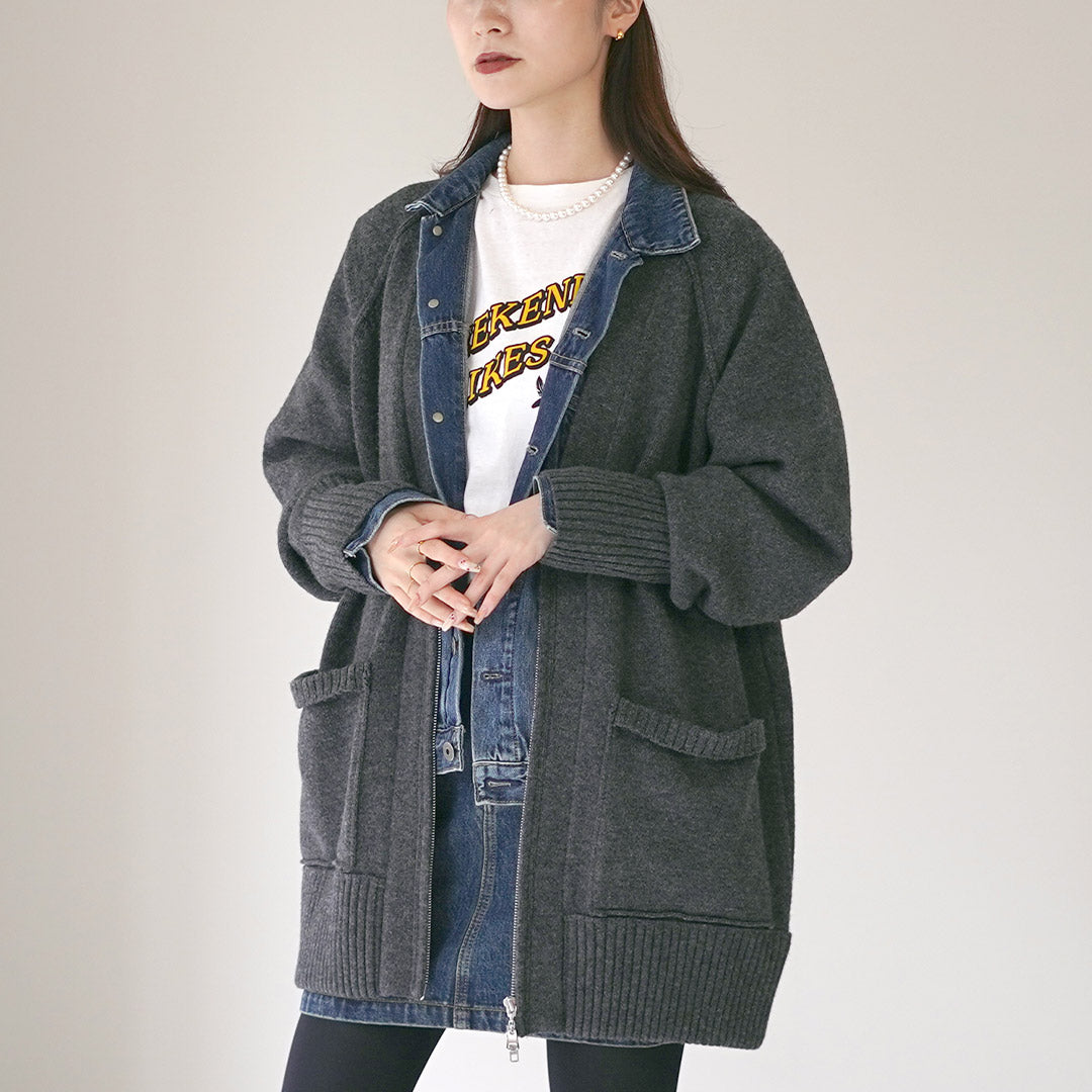 ハンドメイド豪華刺子 リネン紺 ロング 民族風カーディガンジャケット